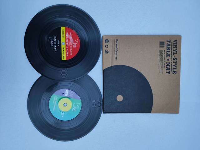 Vinyl Disk Coasters With Holder